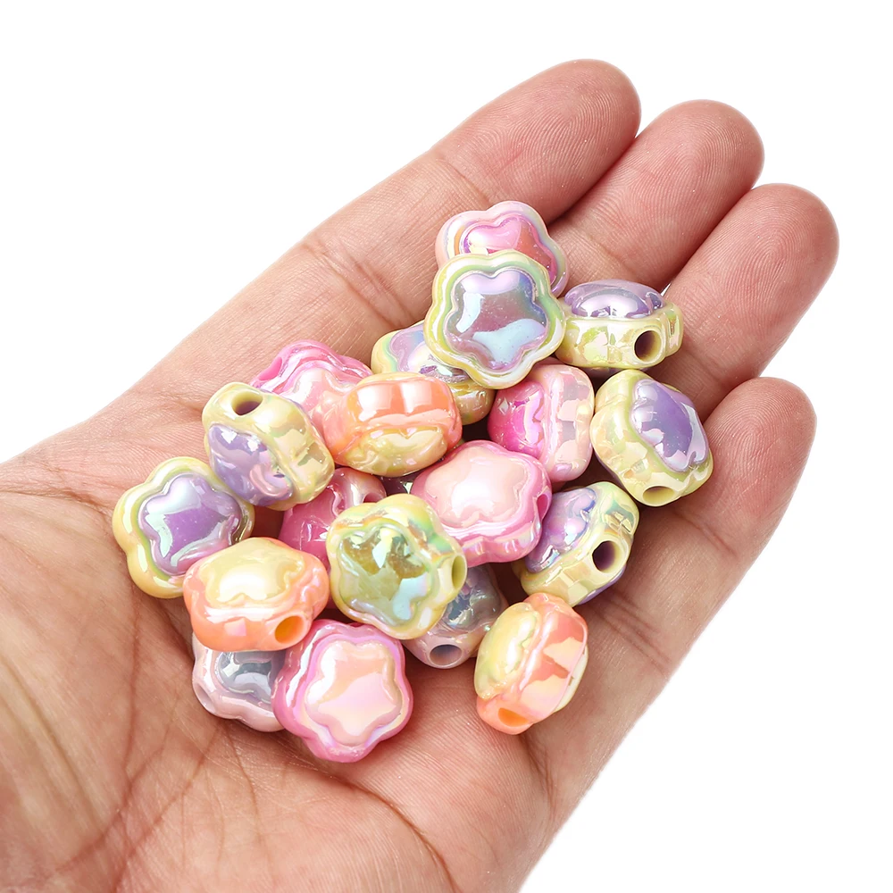 حبات أكريليك متعددة الألوان على شكل زهرة ، أب ، الخرز البؤري ، مجوهرات يدوية الصنع ، سوار سلسلة مفاتيح ، إكسسوارات مادية ، 30 ، جديد