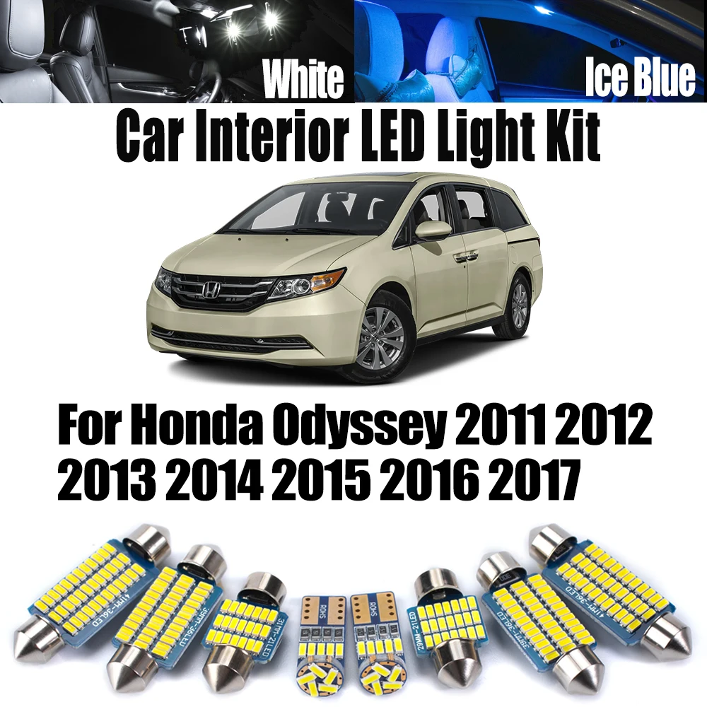 

16Pcs For Honda Odyssey 2011-2013 2014 2015 2016 2017 Accessories Canbus Car LED Interior Map Dome Trunk Vanity Mirror Light Kit