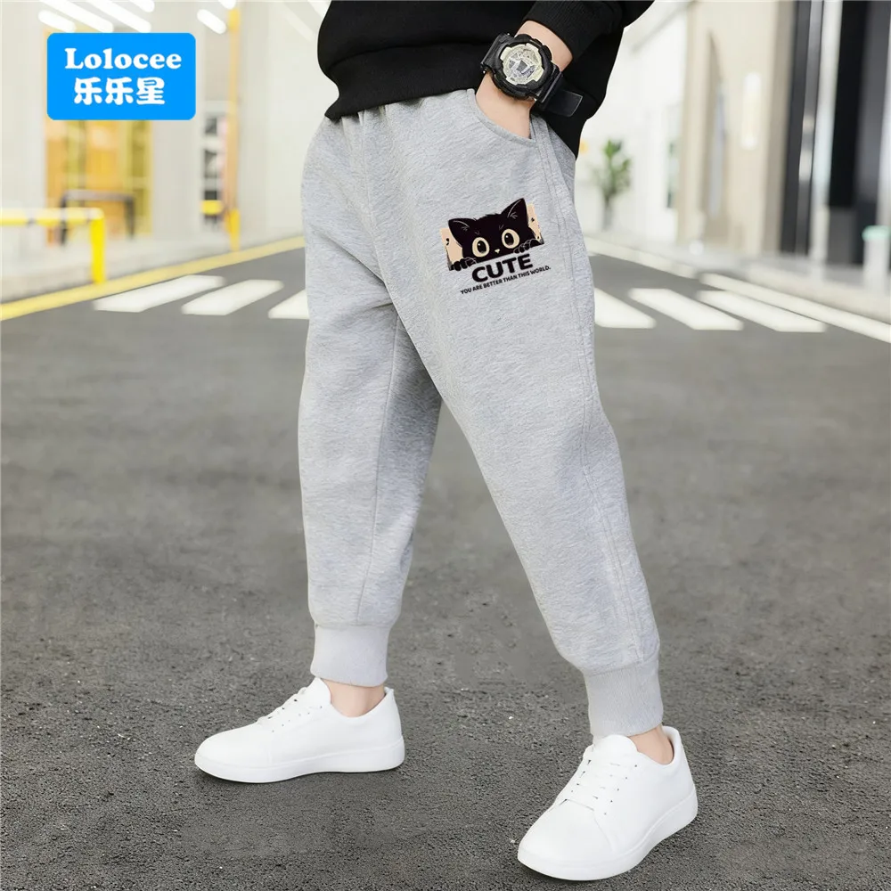 سراويل رياضية للأولاد مطبوعة على شكل قطة لطيفة سراويل عصرية يومية للمراهقين سراويل رياضية للركض للأطفال في الهواء الطلق MKA1