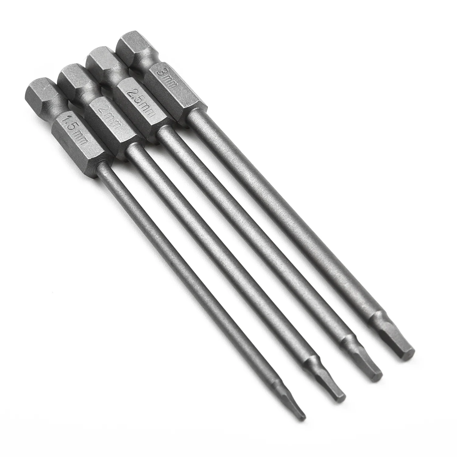 4pcs Magnetic Bit Holders1/4 Hex Shank Magnetic Head Screw Driver Screwdriver Bit Long Extension Bar Tools 1.5/2.0/2.5/3.0mm