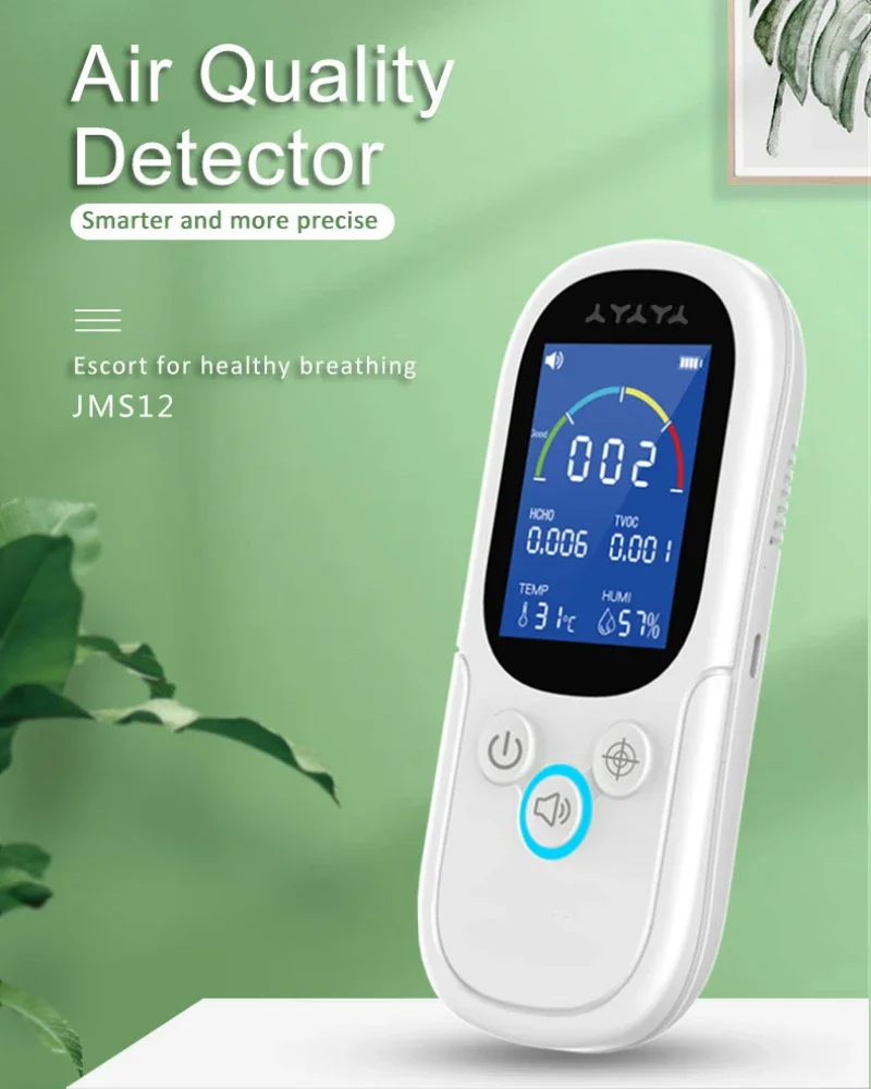 NOYAFA JMS12 Air Quality Monitor Formaldehyde TVOC Meter Portable Sensor Tester CO2 Carbon Dioxide Temperature Humidity Detector