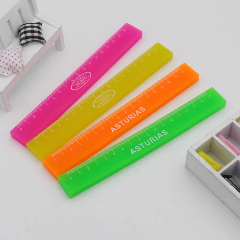 Creative Fluorescent Color Eraser and Scale 17CM Ruler 2-in-1 Combination Stationery School Supplies Kids Drawing Novelty Gadget