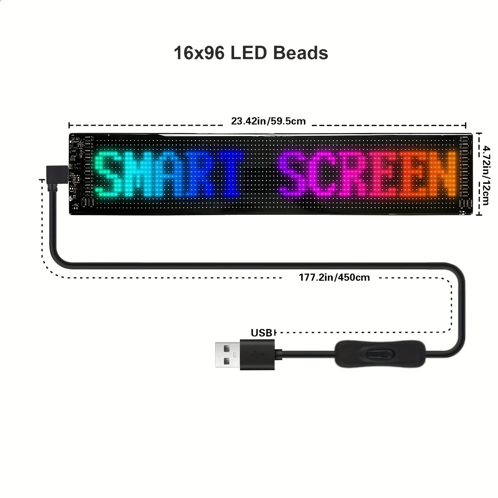 1, application-controlled LED smart display - flexible USB-RGB matrix screen, multi-size/outdoor signage, suitable for parties,