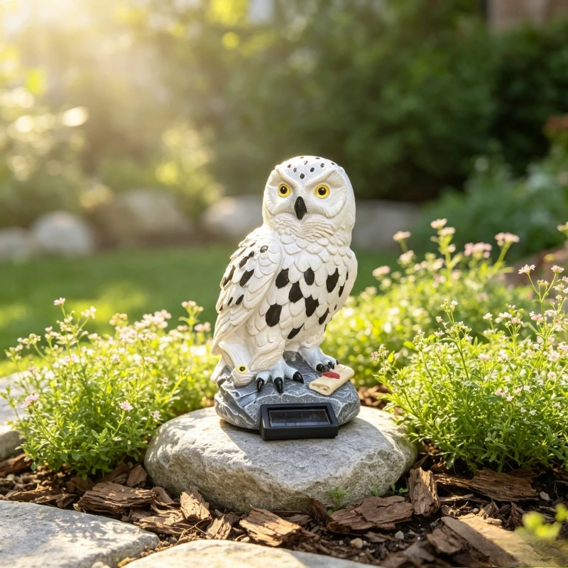 White Owl Solar Garden Light Outdoor Decorative Stake Lamp for Patio Pathway Flower Bed Lawn Decor