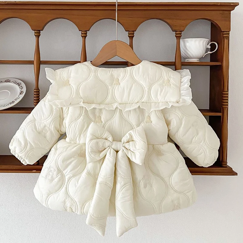 Winter Children Embroidery Plush Clothes Infant Baby Girls Thicken Warm Cardigan Coat Toddler Baby Girl Thicken Warm Jacket