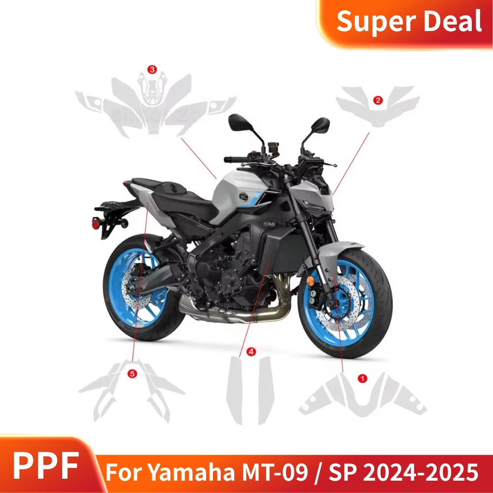 

For Yamaha MT09 2025 Motorcycle Fairing PPF Kit - Real TPU Paint Protection Film Fit YAMAHA MT-09 / SP 2024-2025 PPF