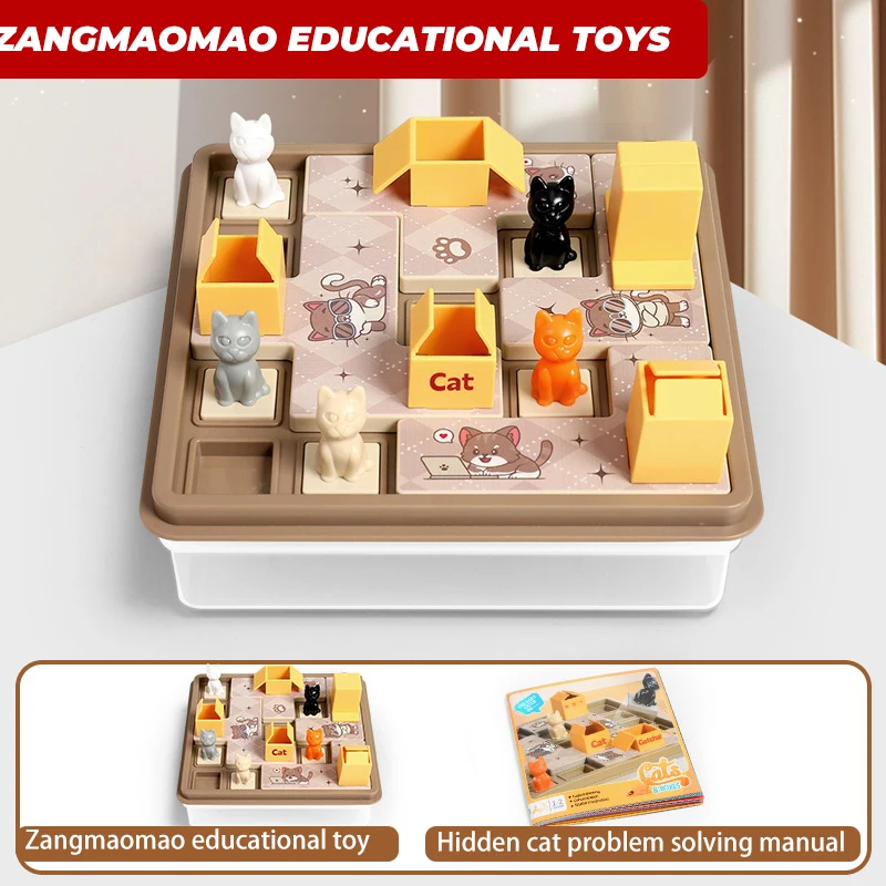 Animal Theme Puzzles Game Toy for Children Logic Thinking Training Cat Express Box Clearance Board Games Educational Toys Gifts