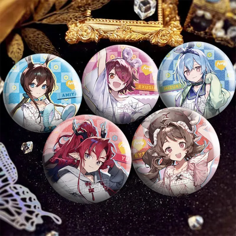 Arknights Metal Badge Amiya Mizuki Yu Eyjafjalla Round Tin Button Brooch Anime Game Backpack Decoration Fan Collectible Gift