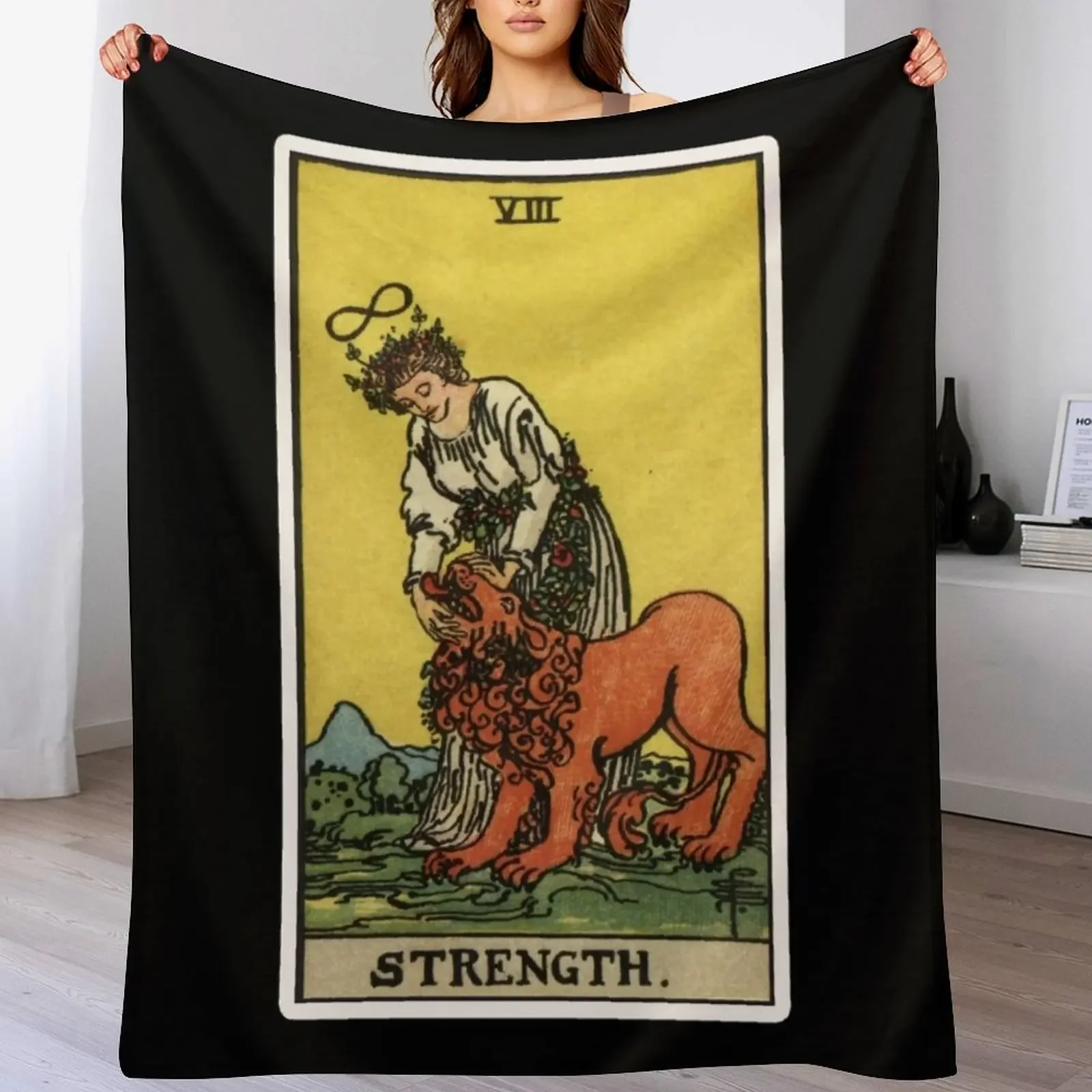 

VIII. Strength Tarot Card Throw Blanket Lightweight Warm Blanket for Indoor Outdoor Use