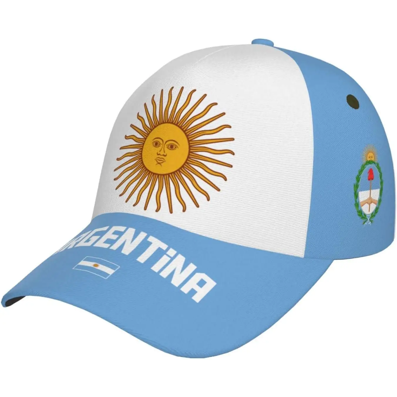 Gorra de béisbol argentina con bandera argentina, estampado completo 3D, gorra ajustable Unisex para adultos, gorras patrióticas de fútbol