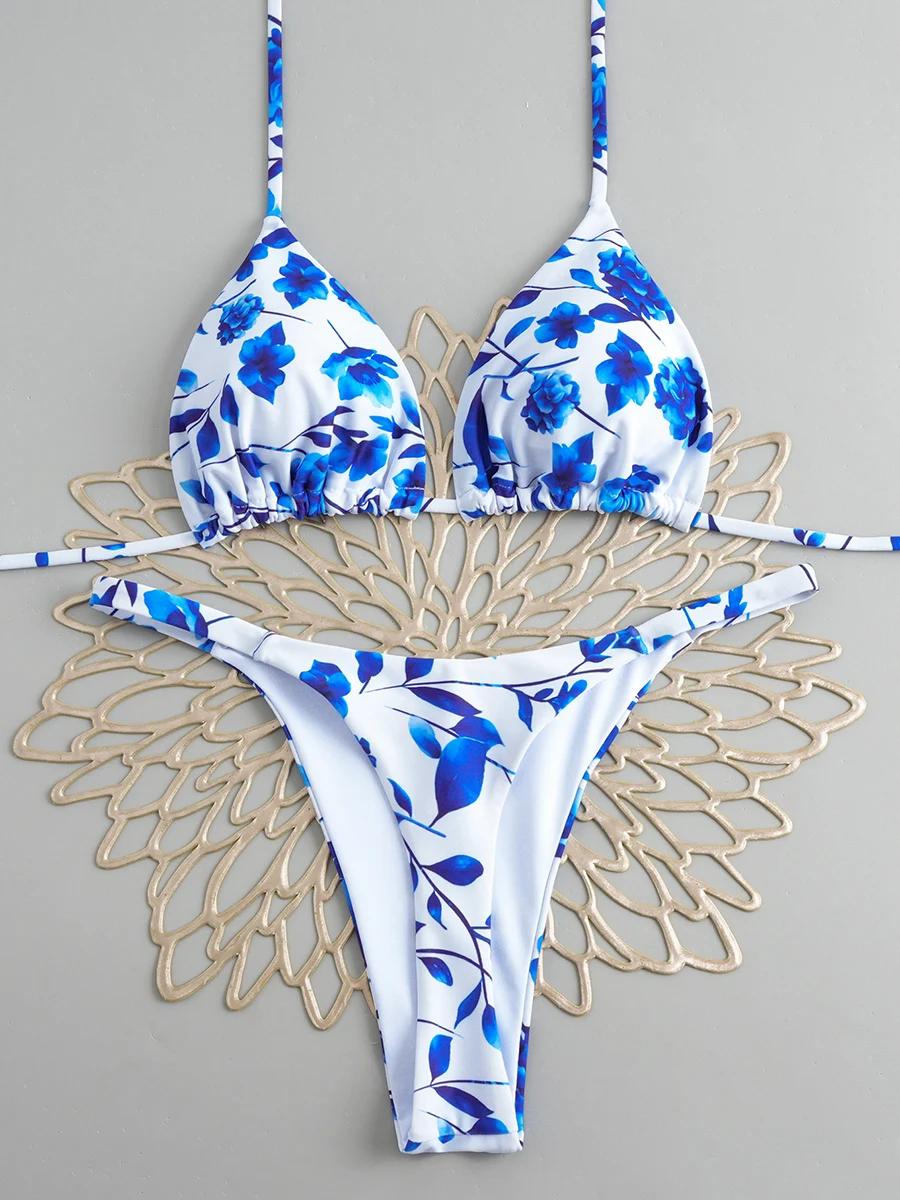 

2026 New Sexy Lace-up Print Brazilian Bikini Women Swimsuit Micro Swimwear Backless Biquini Swimsuits Beachwear