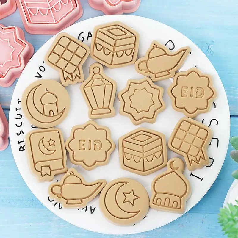 10pcs Eid Mubarak cookie cutters moon star cookie molds Ramadan Islamic baking pastry cake decoration molds fondant baking tools