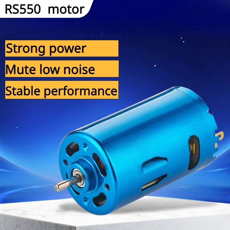 Blue Shell DC12V/24V RS550 High Speed Strong Magnetic Motor with Fan for Ship Model, Maximum Speed 30000RPM