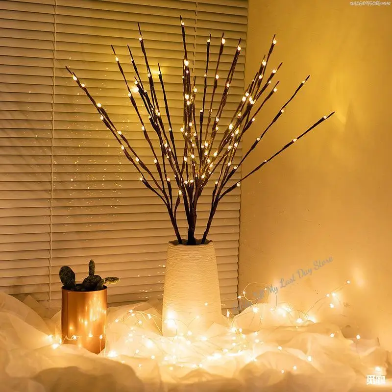 Super Bright 20 Bulbs LED Christmas Lights Cherry Blossom Branch Lights Lamp Tall Vase Twig Lighted Branch Wedding Decorative