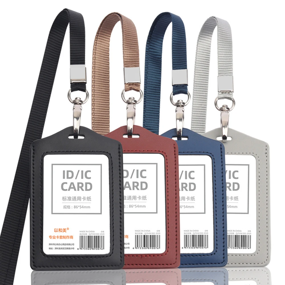 Student Business Work Certificate Identity Office Name ID Card Cover Credit Card Holder With Neck Lanyard Badge Card Case