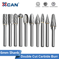 XCAN Carbide Burr 6mm Shank Double Cut Rotary Burr File for Metal Wood Carving Engraving Milling Cutter Hand File