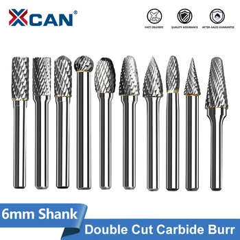 XCAN Carbide Burr 6mm Schacht Double Cut Rotary Burr Bestand voor Metaal Houtsnijwerk Graveren Frees Handvijl