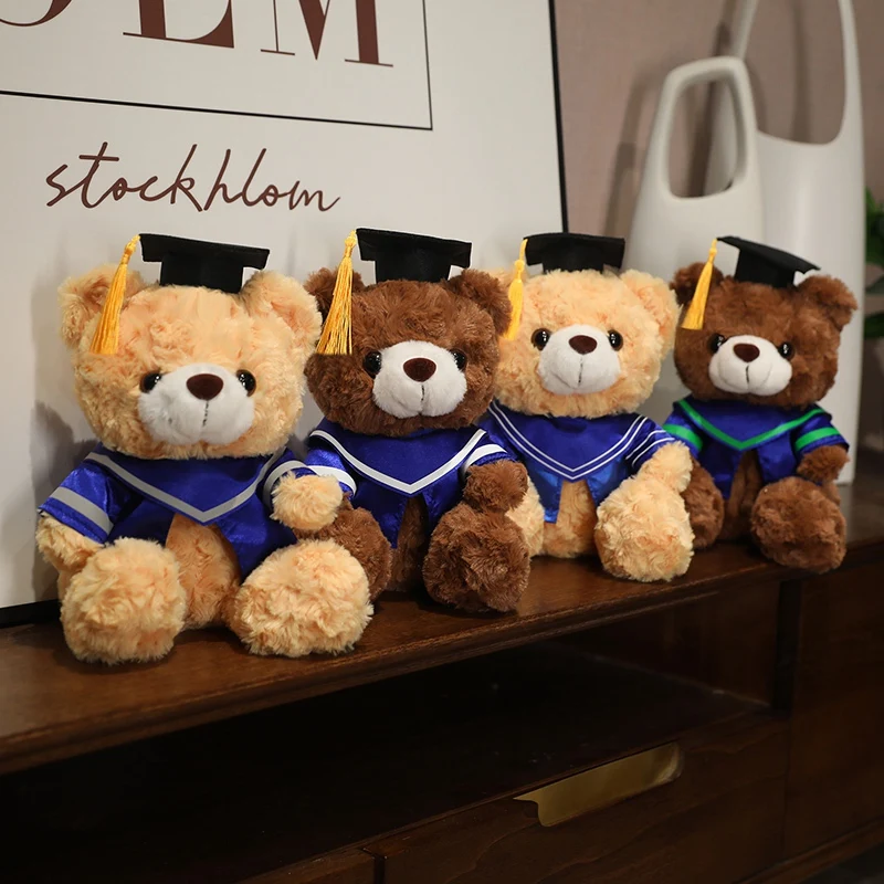 Kawaii Dr.Teddy Bear Plush Toy Cute Stuffed Animals Lovely Bears Cosplay Doctorial Hat Plush Doll Graduation Ceremony Gift Decor