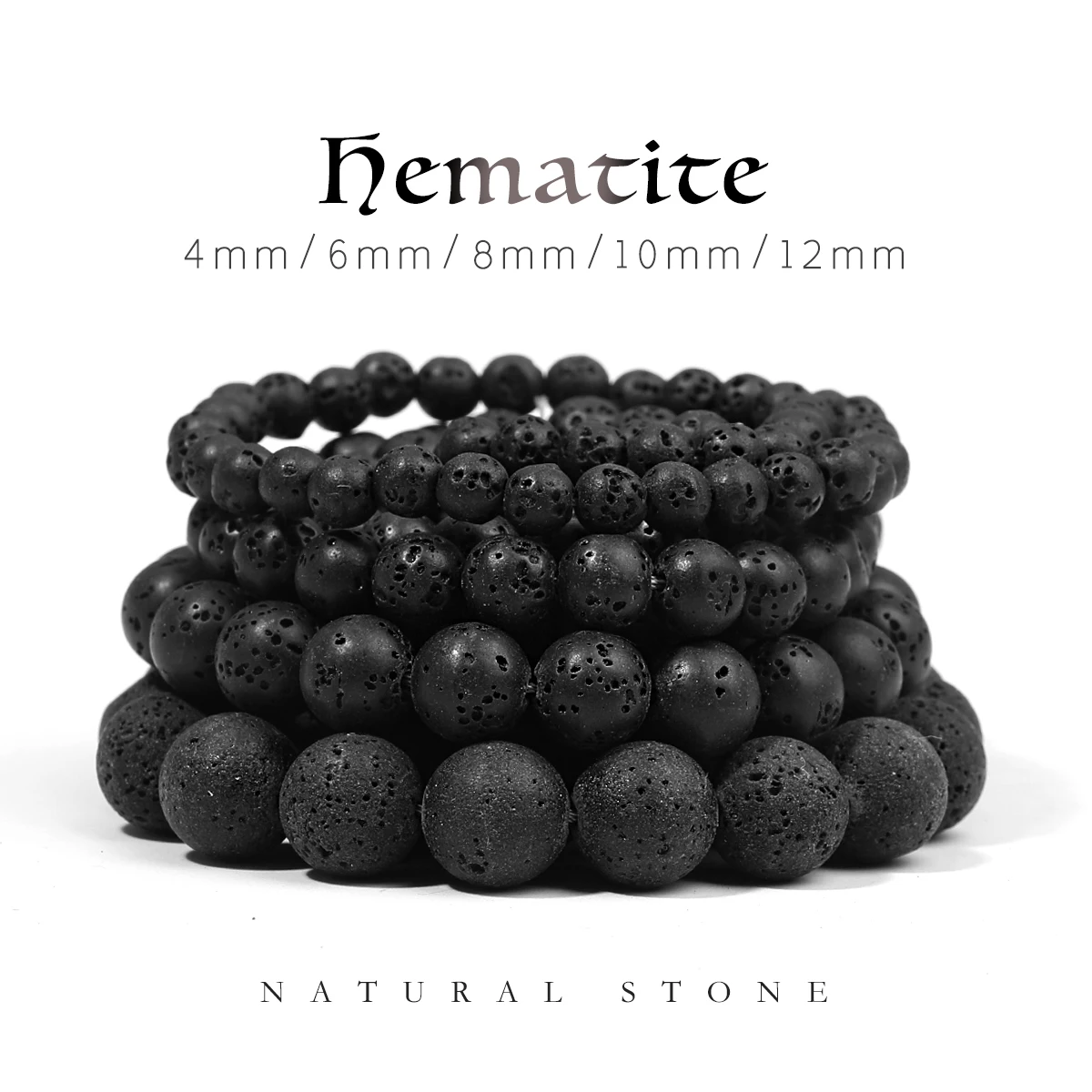 Großhandel mit natürlichen schwarzen Lava, 6 mm, 8 mm, 10 mm, runde vulkanische lose Perlen für Schmuckherstellung oder Geschenkanhänger