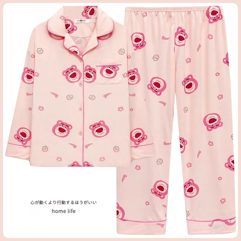 

Sanrio Strawberry Bear Autumn Cotton Pajamas Long Sleeve Two-piece Set Women's Pajamas Silk Pajamas Women's Loungewear Set