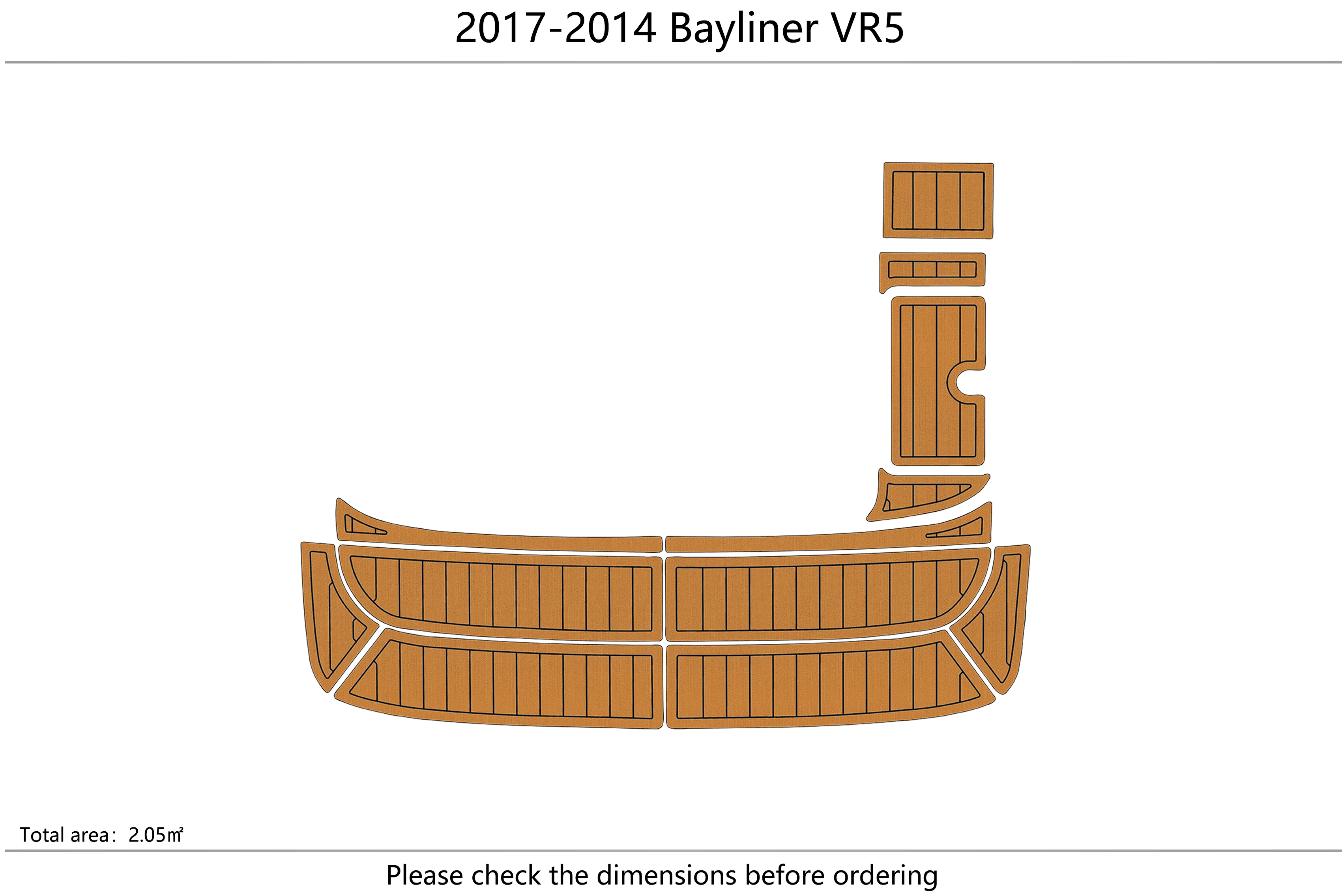 Eva foam Fuax teak seadek marine floor For 2017-2024 Bayliner  VR5 Swim platform 1/4