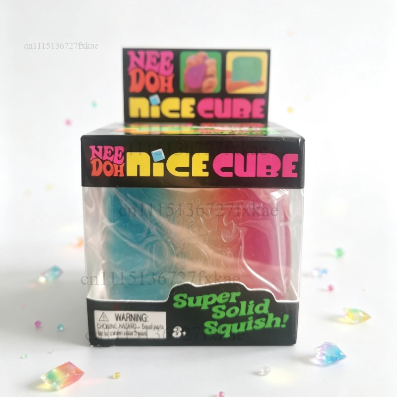 Schylling Nee Doh Rainbow Color Cube Squishy Sensory Fidget Toy Fingertip Release Stress Relief Surprise Blind Box Decor Present