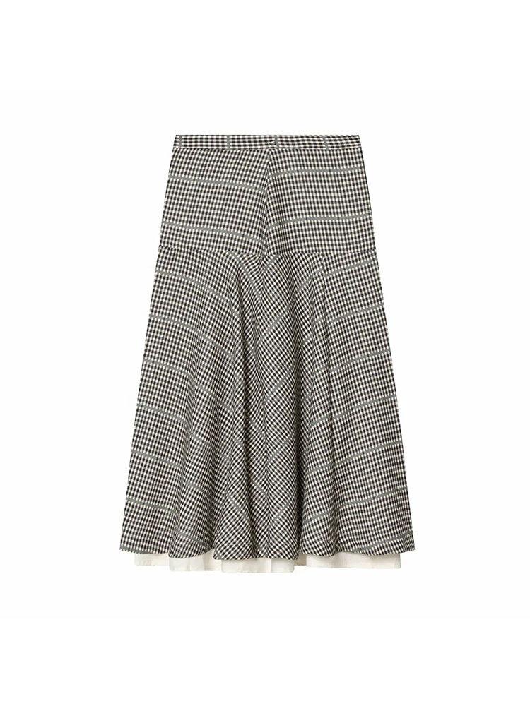Women Spring Skirt Suit Elegant Women Single Breasted Plaid Pilot Jacket+Side Zipper Splicing Pleated Midi Dress Lady Suit image 6