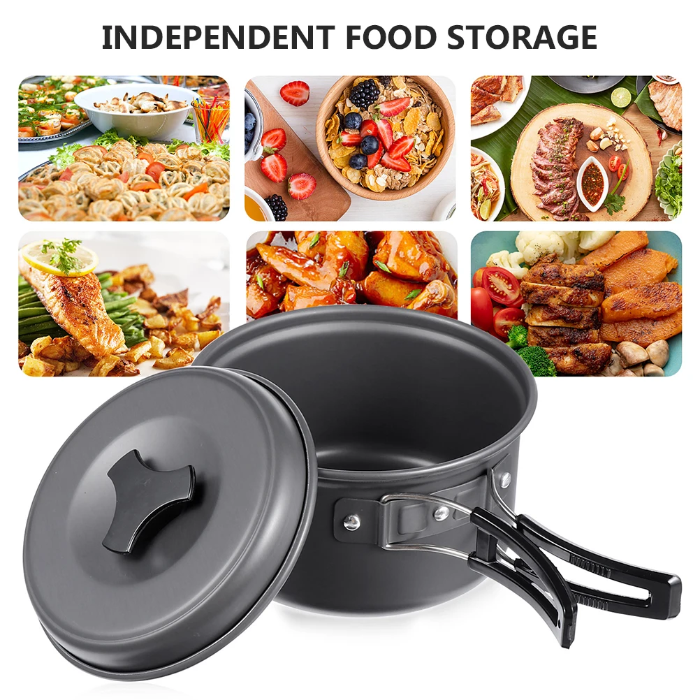 

Portable Camping Cookware Set Aluminum Alloy Outdoor Pot Pan for Hiking Travel BBQ Lightweight Durable Cooking Supplies