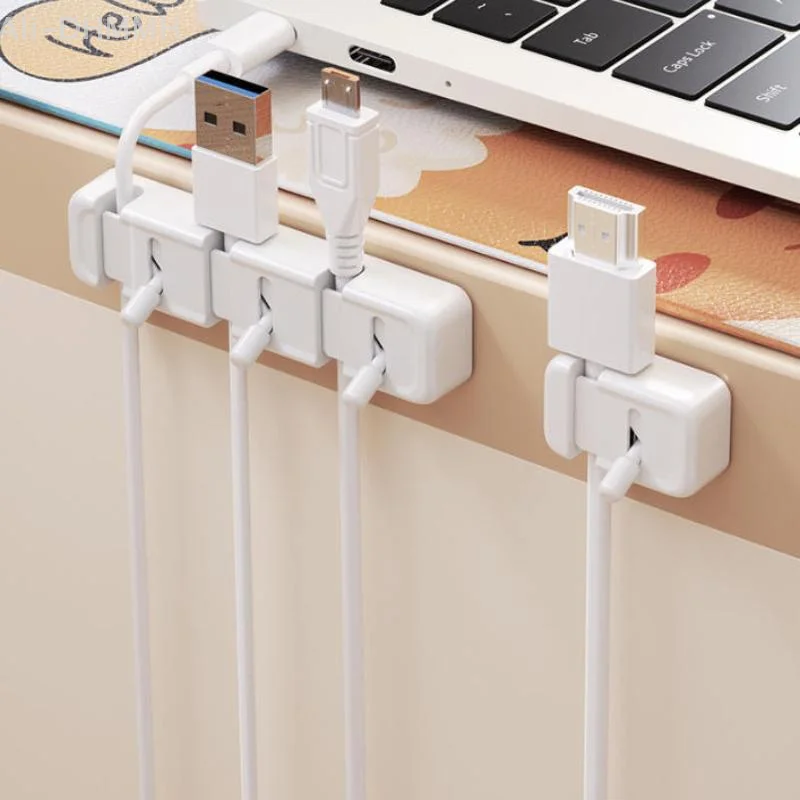 One-Piece Charging Cable and Data Wire Desktop Organizer, Edge-Mounted without Drilling Required, Cable Management Tool