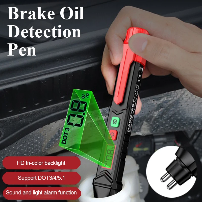 Brake Fluid Tester Auto Car Brake Liquid Digital Tester for DOT3/DOT4/DOT5.1 Accurate Oil Quality Check Pen Sound Light Alarm