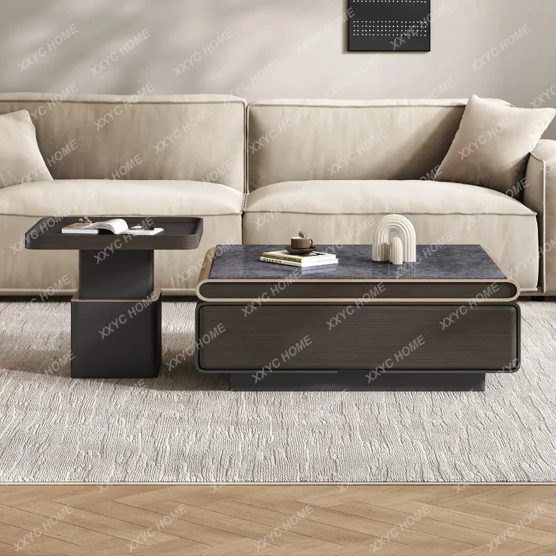 X light luxury technology stone square coffee table small apartment living room for home use