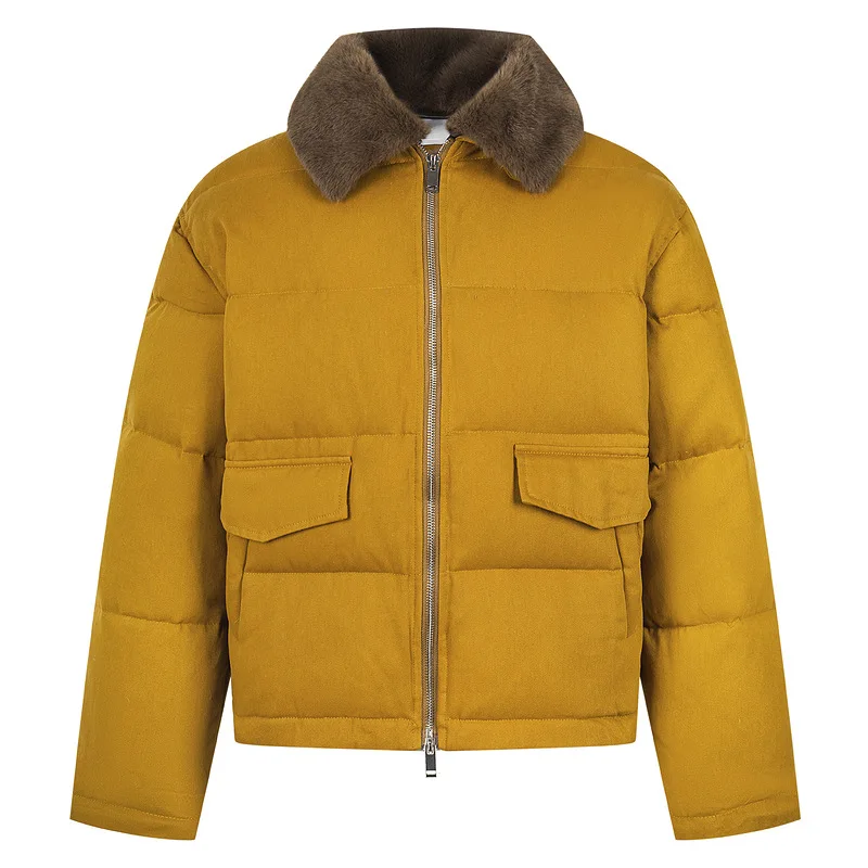 Cappotto invernale caldo da uomo con collo in pelliccia Moda casual imbottito in cotone spesso Parka termico Piumino Capispalla gonfio