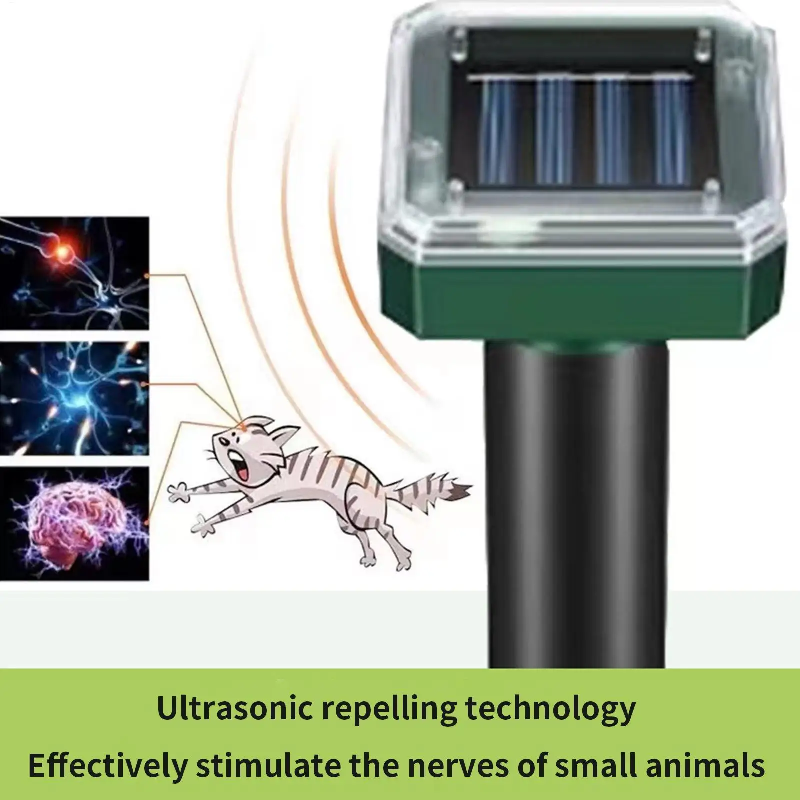 Repelente Ultrasónico Solar para Ratas y Gatos, Repelente Ultrasónico para Exteriores de Larga Duración, Anti-ronquidos de Gatos, Repelente Electrónico Solar
