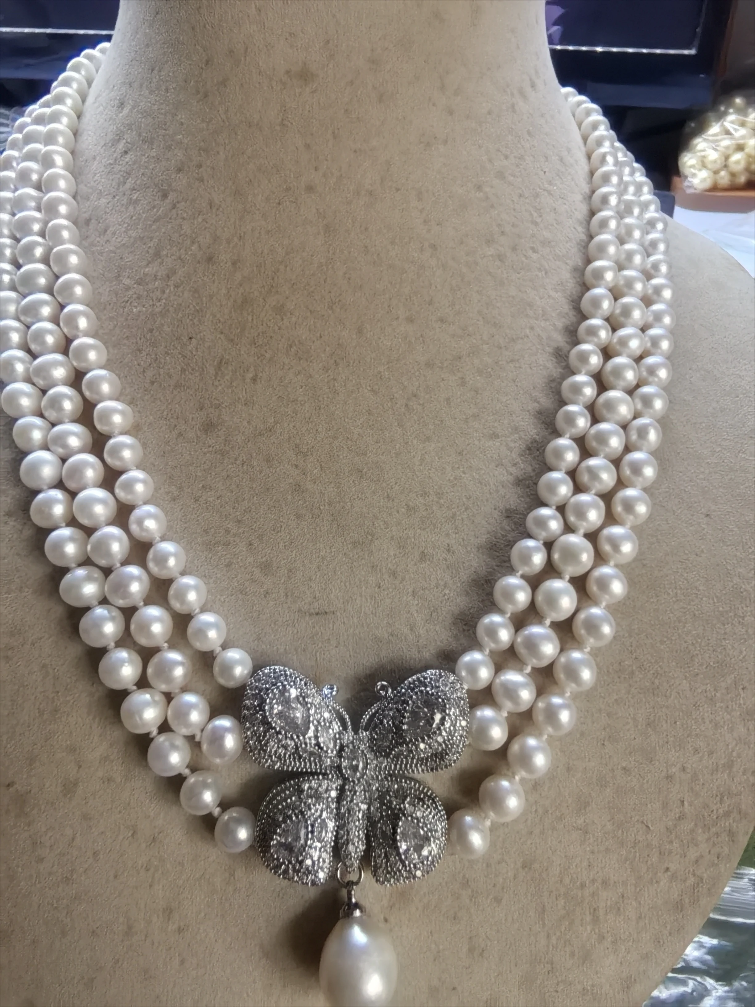 Japan akoya white round Necklace AAAA 7-8 mm 6-7mm Natural Japanese White Pearl Necklace 18inmm