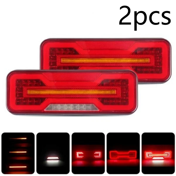 2PCS 12V 24V LED Combination Tail Light Turn Signal Brake Reflector Reverse Lamp Trailer Truck Tractor Camper Waterproof