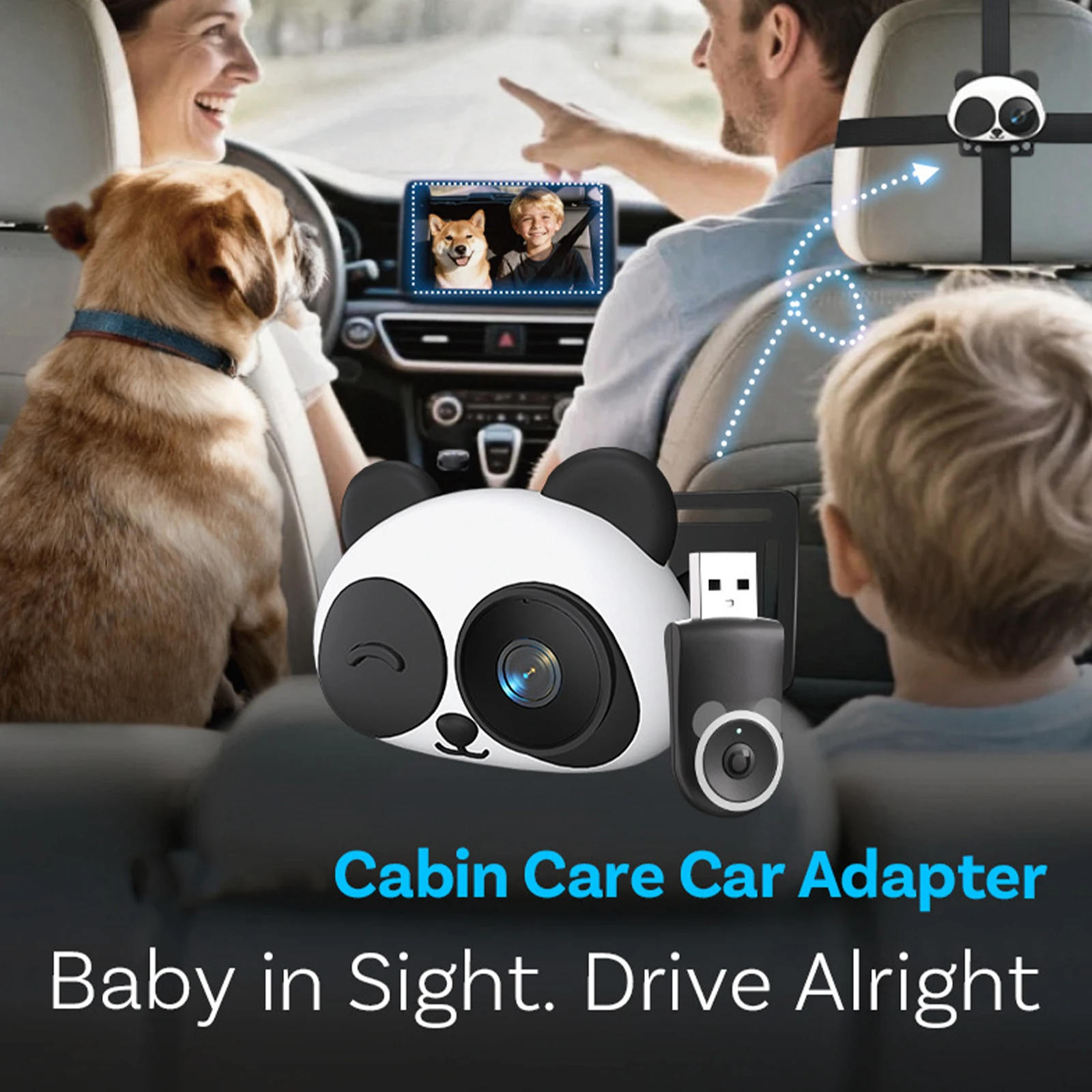 Baby Car Camera & Wireless CarPlay Adapter 150 Wide Angle Real-Time Rear Seat Monitor Cameras Safety for Kids & Infants