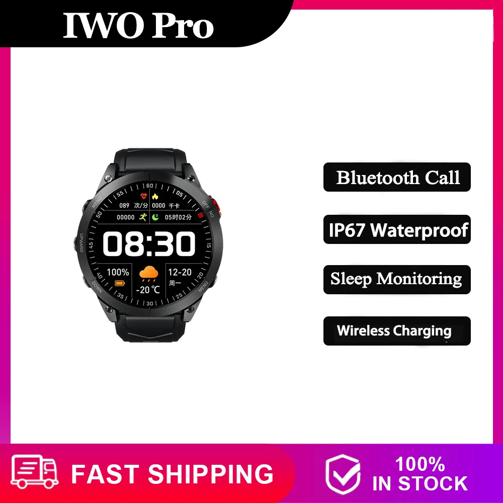 IWO PRO Смарт-часы Fenix7 GS Bluetooth Спортивные часы Монитор сердечного ритма и сна Водонепроницаемый силикагелевый ремешок...