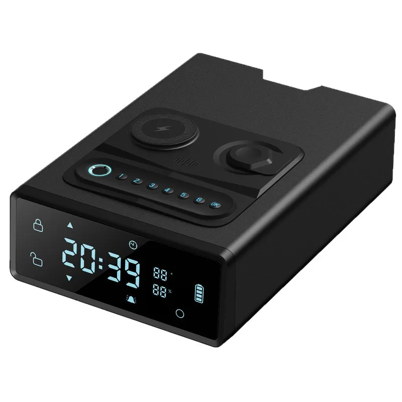 Hidden Gun Safe with Fingerprint Password Wireless Charging Time Alarm for Phone Watch