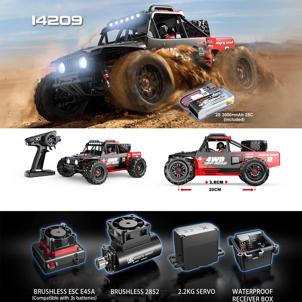 MJX Hyper Go 14210 14209 1/14 RC Car 4x4 Brushless 4WD Metal Chassis 55KM/H High Speed Off-Road Truck Remote Control RC Trucks