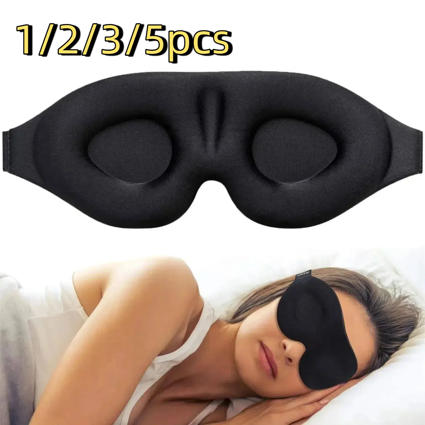 1/2/3/5PCS 3D Sleep Mask Contoured Cup Blindfold Concave Molded Night Eye Mask Block Out Light with Women Men