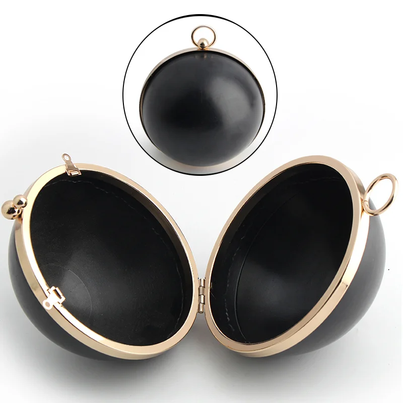 1PC Round Straight Gold Black Handle Bag Ball Kiss Lock Metal Clutch Wallet Wedding Anniversary Gift for Your Lover