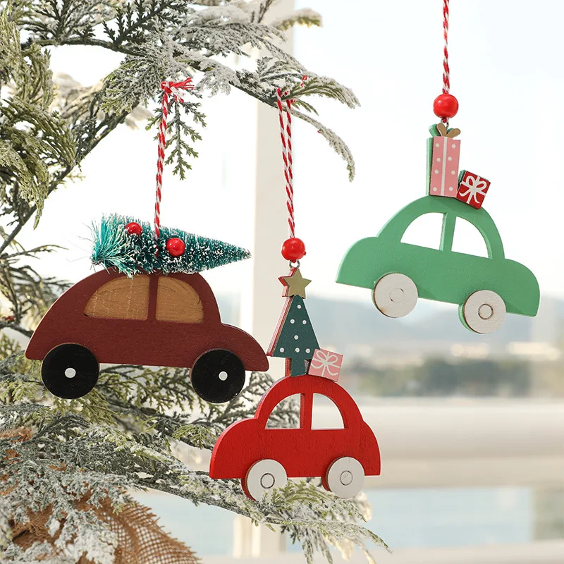 

Christmas Decorations Wooden Creative Hangings Christmas Elk Car Decorations Small Tree Christmas Tree Hangings