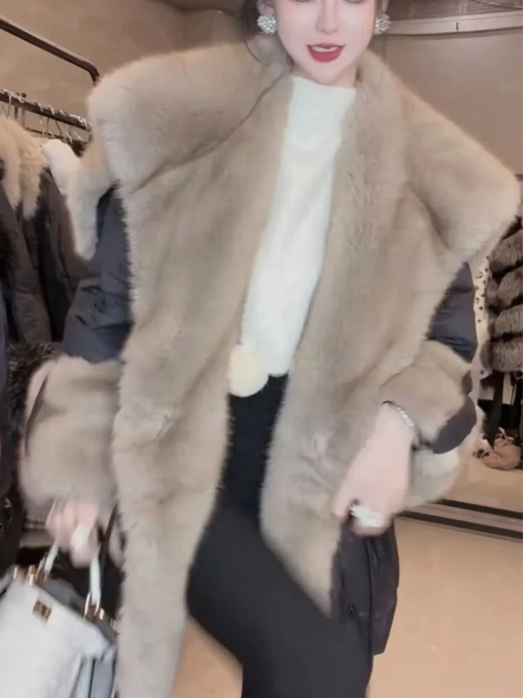 

Faionable Ladies down Cotton Jaet 2024 Winter New Large Fur Collar awl Warm Commuting Thi Outerwear