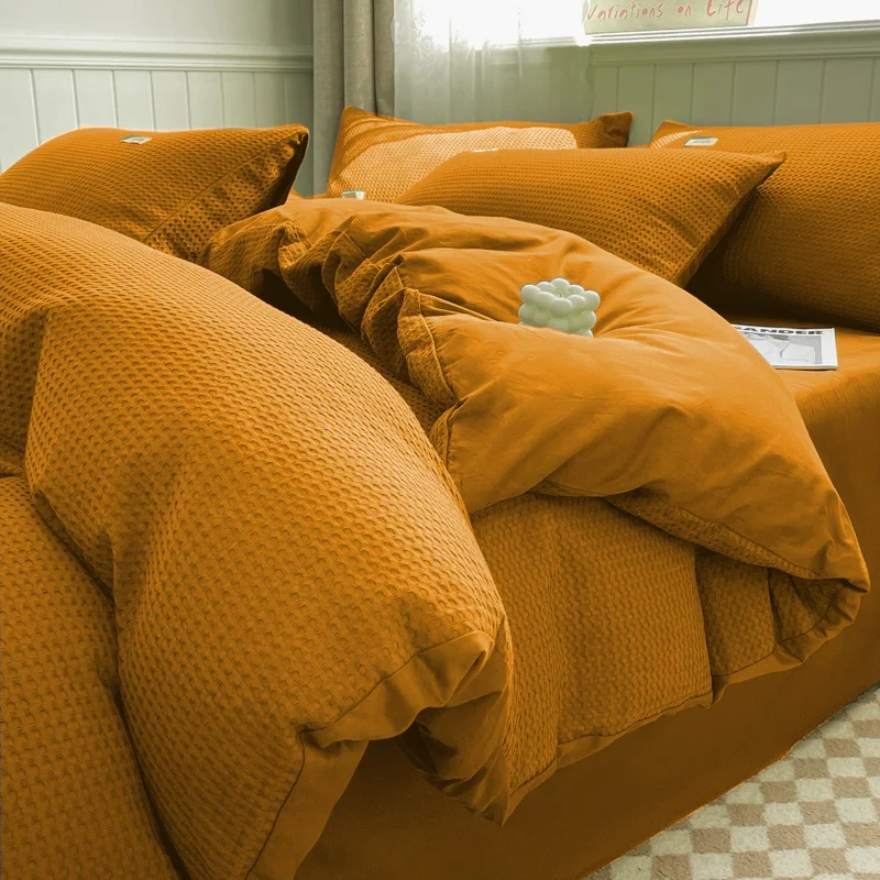 1pc Jacquard Duvet Cover Waffle Quilt Cover funda nordica Single/Full/Queen Comforter Cover housse de couette (No Pillowcase)