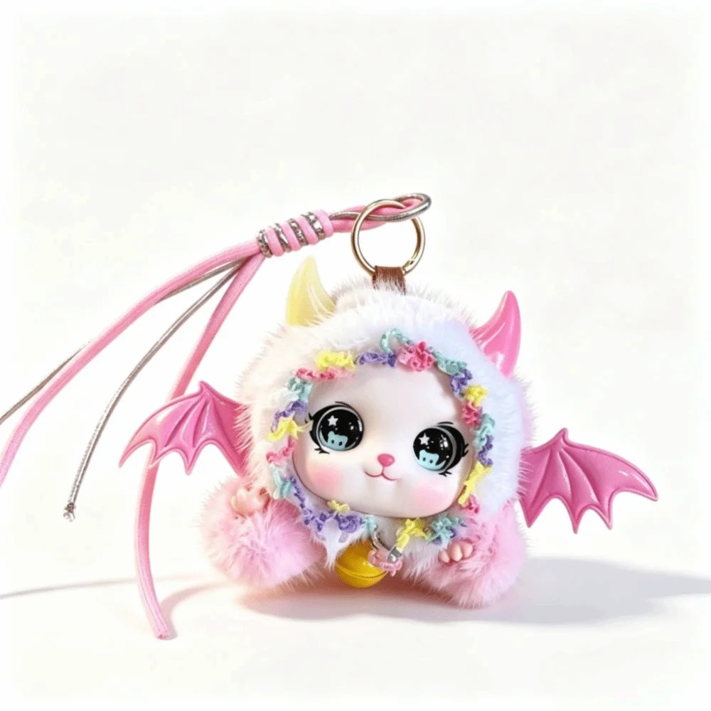 Bag Pendant Plush Little Devil Horn Keychain Devil Horns Soft Plush Keychain Wings Cute Plush Doll Keyring Collectible