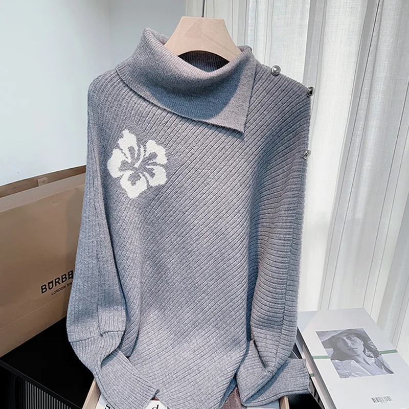 Luxury Irregular Bat Sleeve Elegant Sweater Women's Autumn/Winter New Korean Version Lazy Style Cloak Knitted Sweater