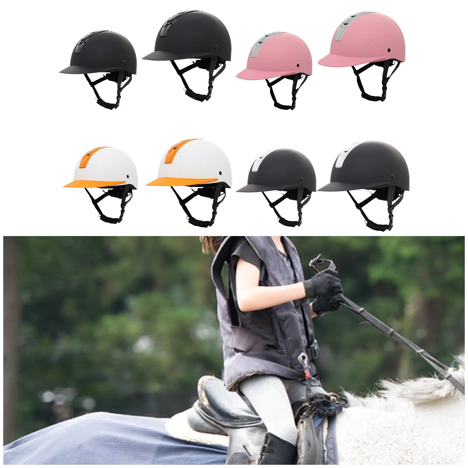 Casco equestre con fodera rimovibile con fori di ventilazione casco da ciclismo portatile moda estiva cappello equestre regolabile