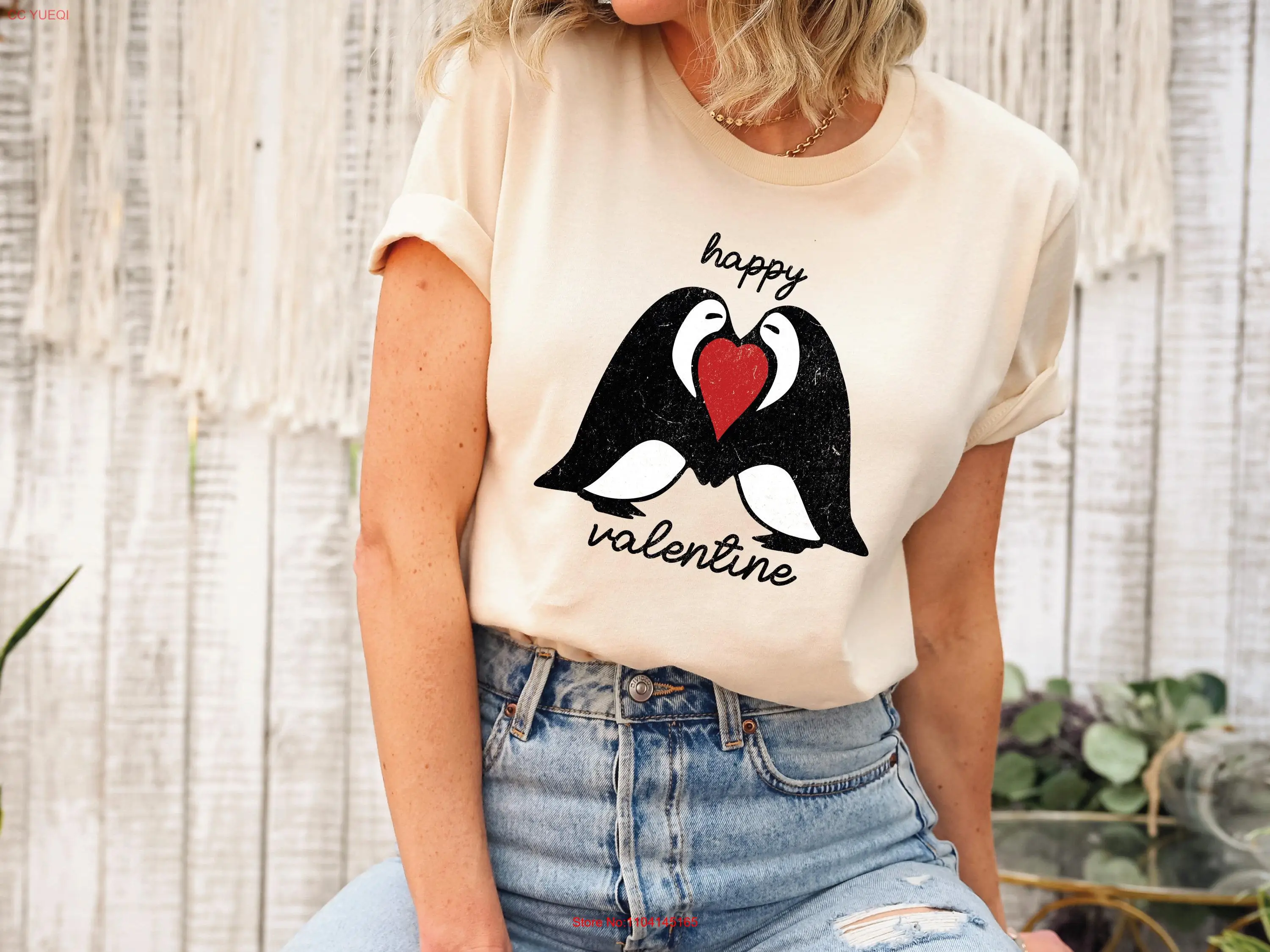 

Happy Valentines Day T Shirt SweaT Love Celebration Penguins in For Women long or short sleeves