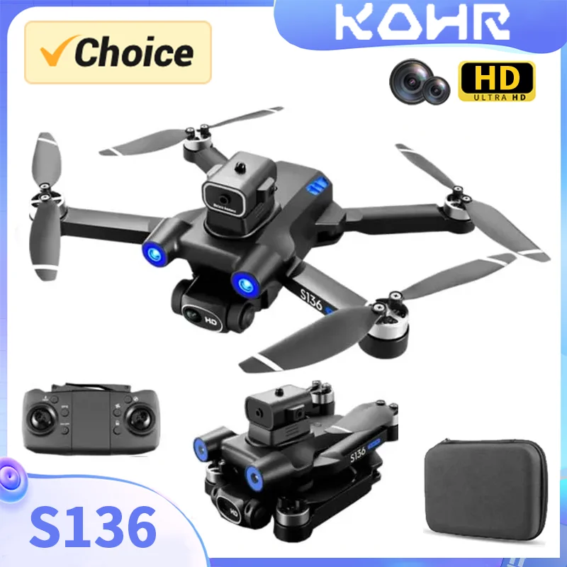 

KBDFA New S136 Drone Professional 4K Dual Camera Brushless RC Helicopter Laser Obstacle Avoidance Foldable Quadcopter Toys Gifts