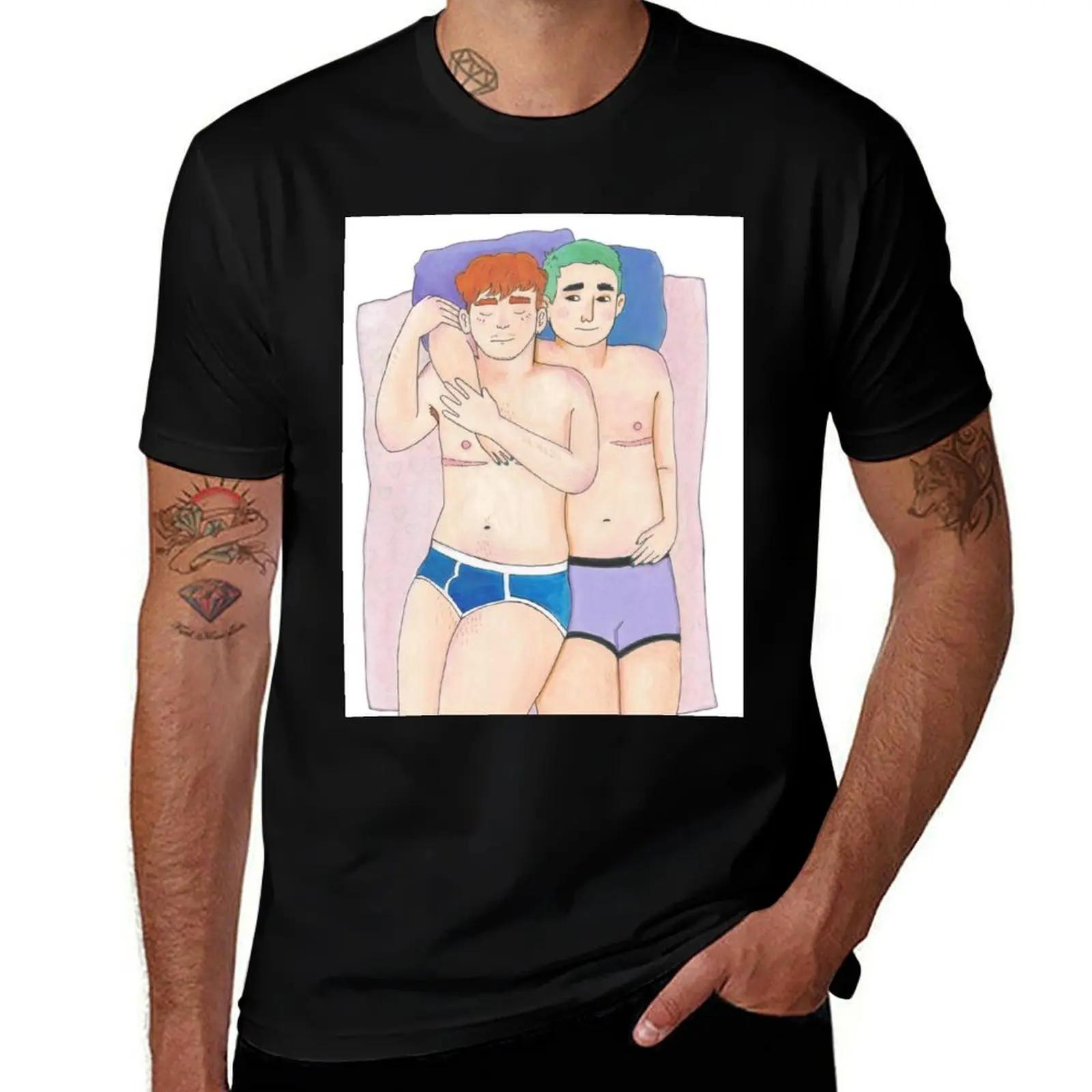 cuddling boys T-Shirt t shirt men 100% cotton luxury brand T-Shirt